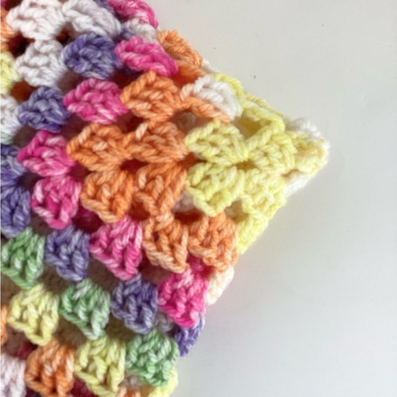 Baby Blanket Stroller Premie Hand Crafted Yellow Green Purple Orange Striped - Picture 4 of 9